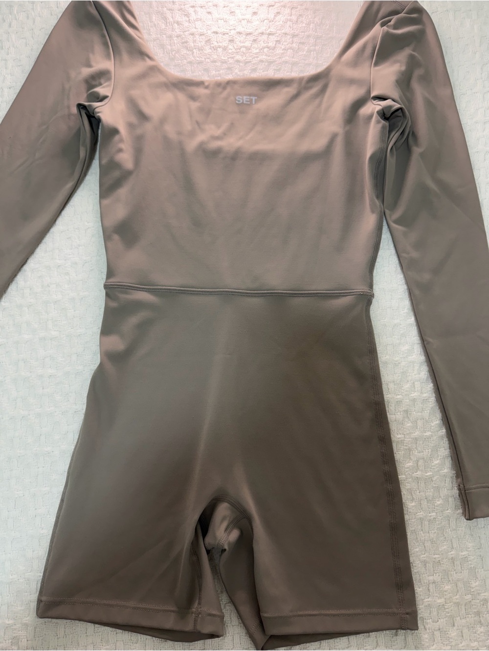 SET Active Women's Athletic Shorts Romper in Taupe